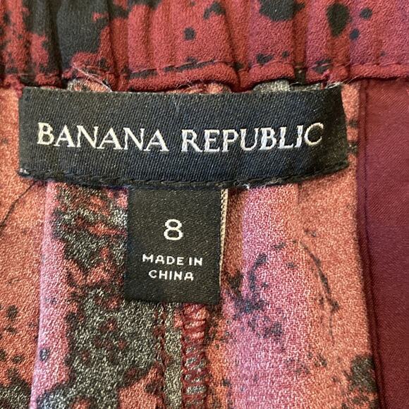 Banana Republic Lightweight Burgundy Print Dress Pant Size 8 - Picture 6 of 9